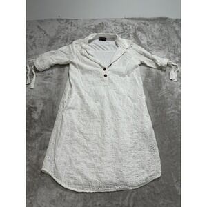 J‎ Gee Dress Women's Size Large White Lace Button Front 1/2 Sleeve Long Shirt